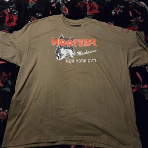 Hooters Olive Green Short Sleeve T-Shirt with Orange Logo
